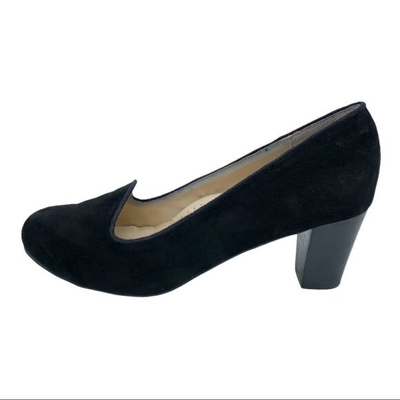 FITZWELL Black Suede Mixer Comfort Pump Heels w/Stacked Heel 9.5 - Picture 1 of 12